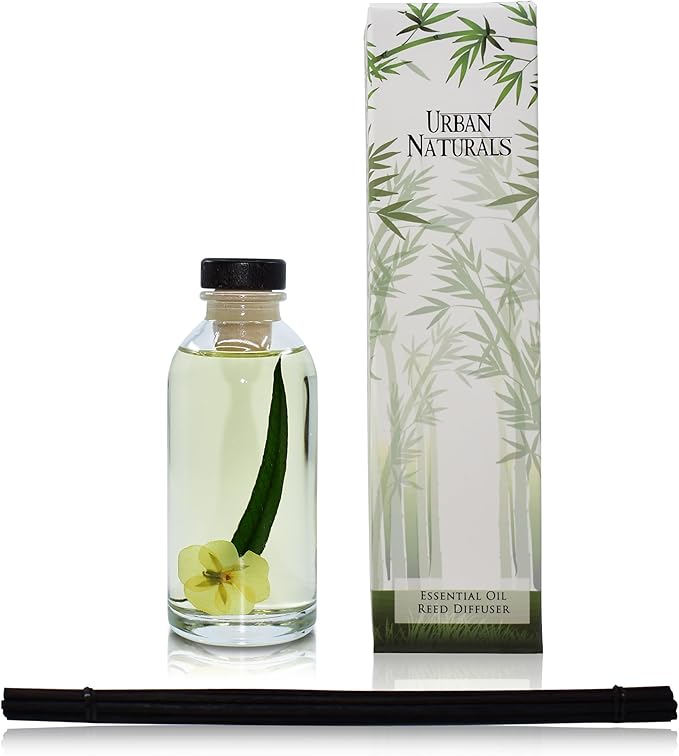 Urban Naturals Lemongrass Verbena Reed Diffuser Scented Sticks Set | (Refresh + Renew) Mind & Body Aromatherapy Collection | Essential Oil Botanical Room Scent