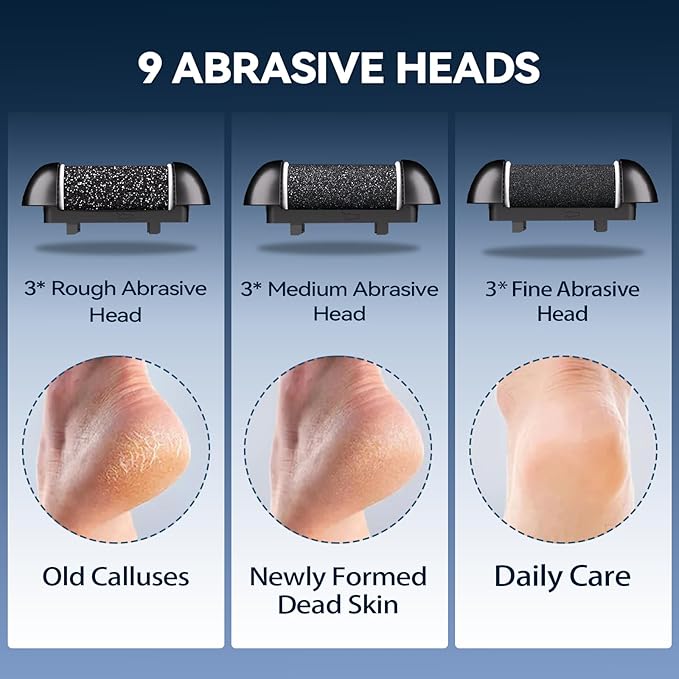 Electric Callus Remover for Feet with 9 Roller Heads 2 Speed Rechargeable Waterproof Professional Pedicure Kit 30 in 1 Foot File Tools Perfect for Dead Hard Cracked Dry Skin