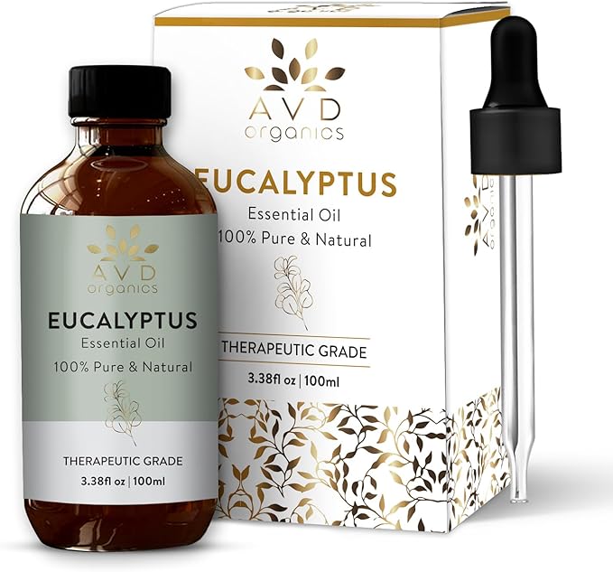 Eucalyptus Essential Oil for Diffuser | 100% Pure and Natural Eucalyptus Oil | for Skin Body Aromatherapy Home Fragrance Carrier Bath Steamroom 3.38 fl. Oz…