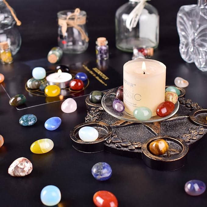 Blue Spot Jasper Healing Crystal Stone Set - 24 Pieces, 0.6" Natural & Polished Stones for Healing, Meditation, Reiki, Chakra, Crafting & Decoration