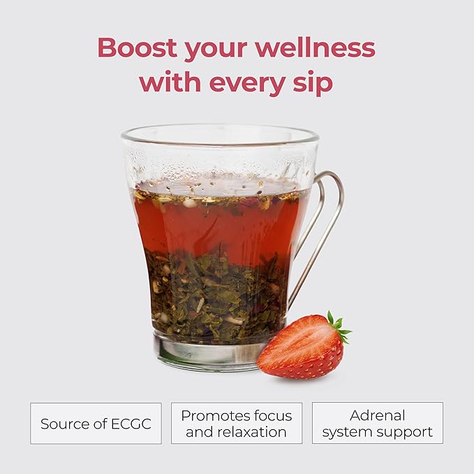 Michelle Peiret Herbal Tea for Women | Organic Green Tea with Tulsi, Shatavari, Fenugreek, Rosehips, Fennel, Chamomile & Raspberry Leaf | Hormonal Wellness, Energy, Mood & Vitality | Strawberry Flavor | 15 Natural Tea Bags