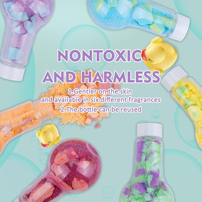 Kids Bath Bombs, 6 Pack Fizzy Bubble Bath Explosions, Large Bubble Volume Colorful Burst Bath Bombs for Kids, Scientific & Magical Bath Time Buddy, Fun & Educational Kids Bath Experience