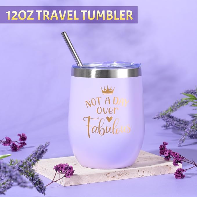 Birthday Gifts for Women, 12pcs Happy Birthday Gift Basket for Women Unique Gifts Set Ideas Relaxing Birthday Box w/ Blanket for Her Mom Best Friends Female Sister Her Friendship(Purple)