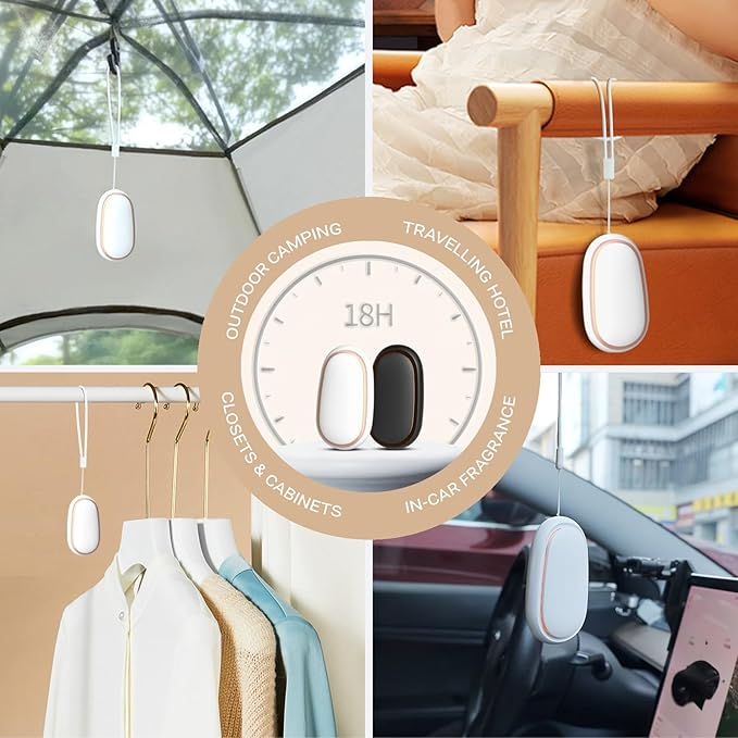 Travel Mini Diffuser for Essential Oils Multifunction Waterless Mini Car Aromatherapy Diffuser for Room Office Bedroom(White)