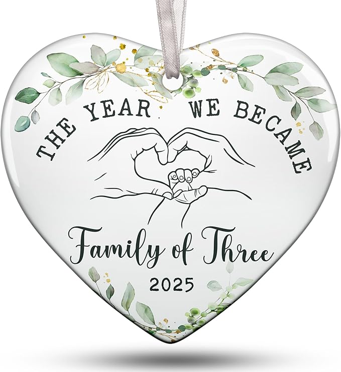 Baby First Christmas Ornament 2025 for New Parents, Celebrate Baby's First Christmas with This Unique 2025 Ornament, Ideal for New Mom and Dad, First Time As A Family of Three