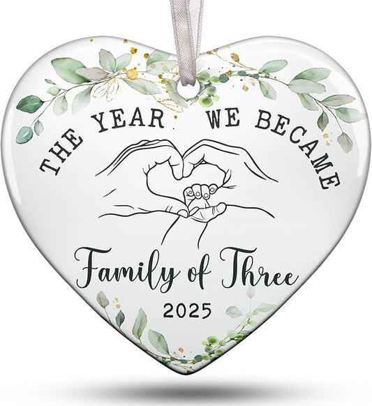 Baby First Christmas Ornament 2025 for New Parents, Celebrate Baby's First Christmas with This Unique 2025 Ornament, Ideal for New Mom and Dad, First Time As A Family of Three