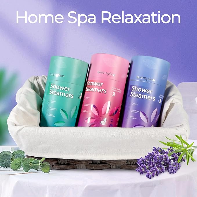 Lavender Shower Steamers Aromatherapy 8 Pack - Birthday Gifts for Women, Valentines Day Gifts for Her Wife Mom, Shower Bombs for Home Spa Relaxation Self Care, Easter Basket Essentials