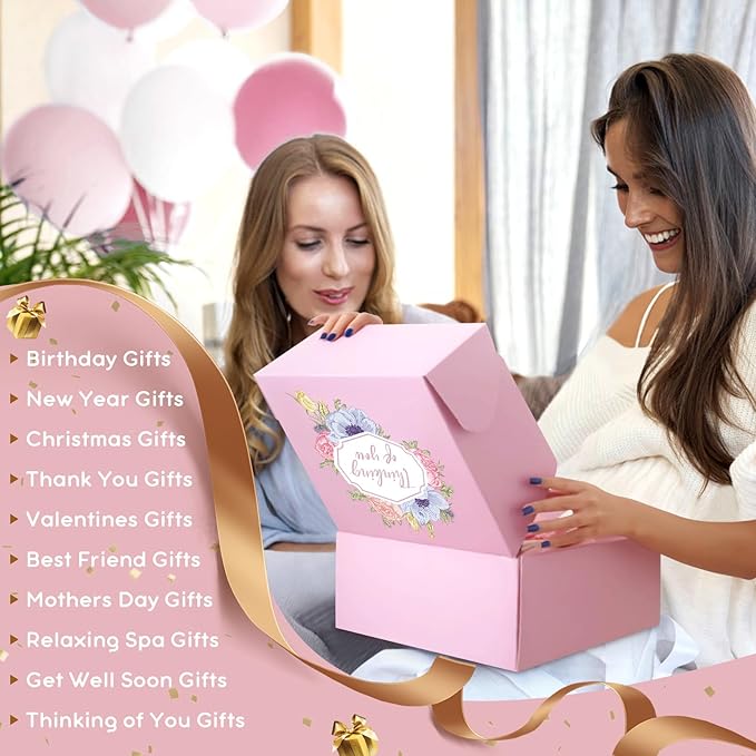 Birthday Gifts for Women, Thinking of You Gift Basket, Get Well Gifts for Women, Unique Self Care Package Relaxing Spa Gift Set, Mothers Day Gift Box for Mom Her Best Friend Wife Sister, Pink