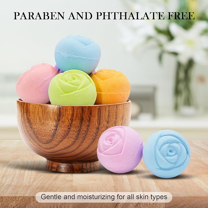 Bath Bombs for Women - 30 Pcs Handmade Natural Essential Oils Rose Bath Bombs with Scented Candles, Home Spa Fizzies Bubble Bath, Birthday Gifts for Women Her Self Care Gifts for Mom Wife (30)