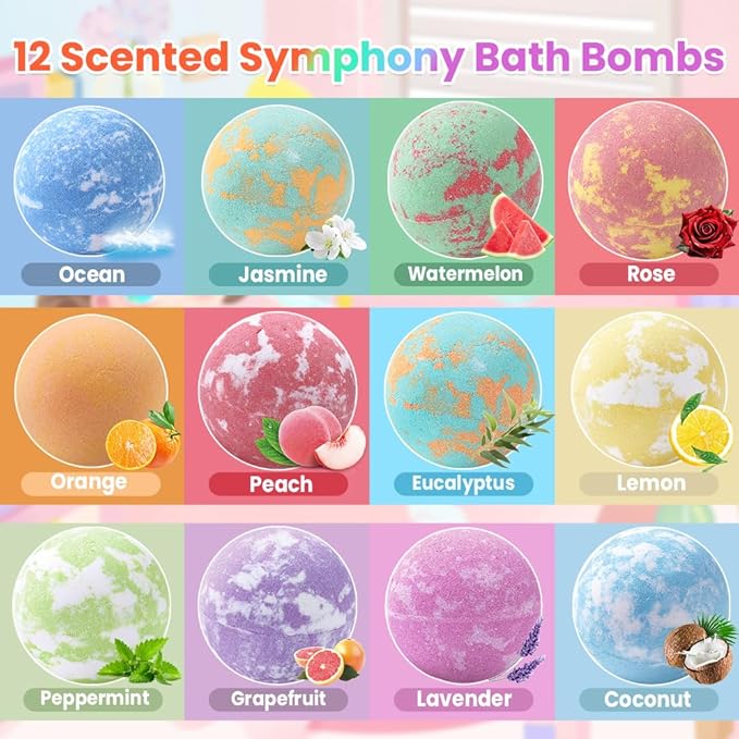 12Pack Ocean Animals Bath Bombs for Kids with Toys Surprised Inside, Organic Natural Bubble Bath Fizzy More Decorations for DIY Fish Tank Birthday Ideal Set for Girls Boys Toddlers