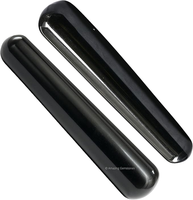Amazing Gemstone Black Tourmaline Crystal Wand Massage Stick - Pelvic Wand Gua Sha for Adults - Crystals and Healing Stones Massage Wands for Adults Gifts (Smooth)