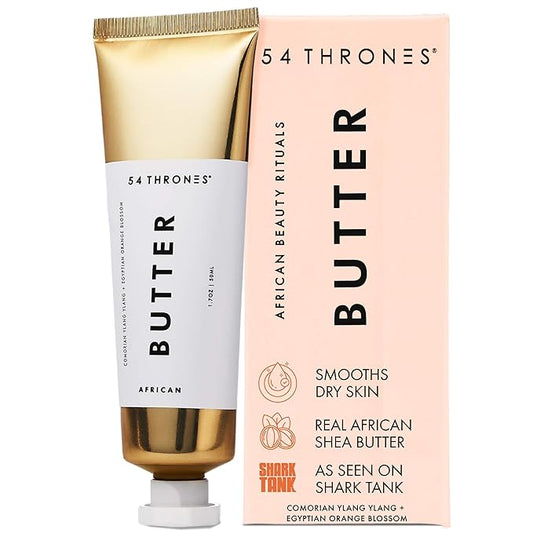54 Thrones African Beauty Shea Butter, Intensive Dry Skin Support, Moisturizing Body Butter for Women, Moisturizing Body Balm and Cream, Comorian Ylang Ylang + Egyptian Orange Blossom