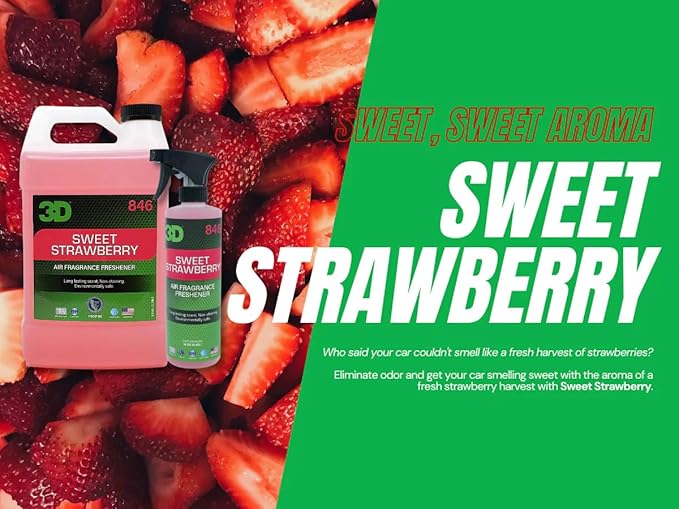 3D Sweet Strawberry Air Freshener – 16oz Spray Bottle – Water-Based, Non-Toxic Odor Eliminator – Safe for Pets & People – Fresh Scent from Real Strawberries
