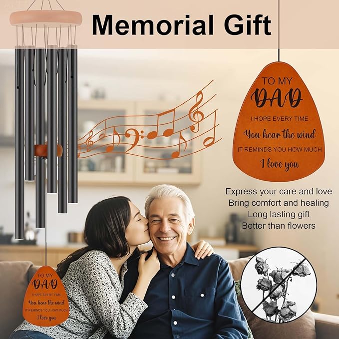 Dad Birthday Gifts from Daughter Son, Dad Gifts for Birthday, Fathers Day, Thanksgiving, Christmas, 32 Inch Wind Chimes Gift for Home Decor