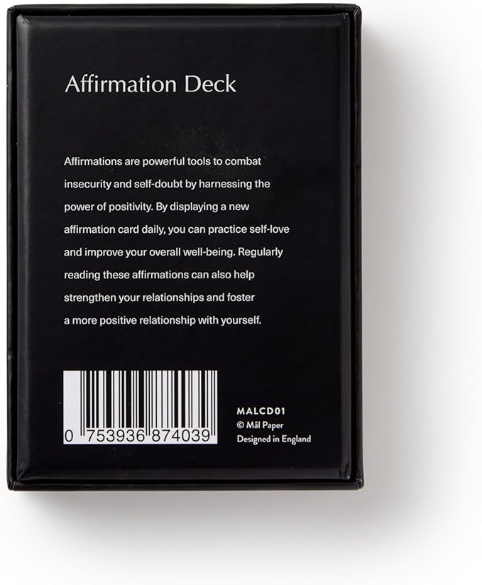Mal Paper Affirmation Card Deck - 52 Pack | Great for Mindfulness Challenge, Mantras, Meditation Tools, Inspirational Cards and as a Positive Thinking Tool | Gratitude Card Gifts for Men and Women
