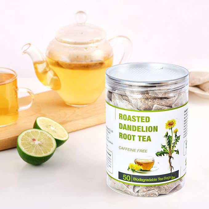 50 Bags Roasted Dandelion Root Tea Bags, 2.5/Bags, Natural Dried Dandelion Root, Health Herb Dandelion Tea Loose Leaf, Caffeine Free