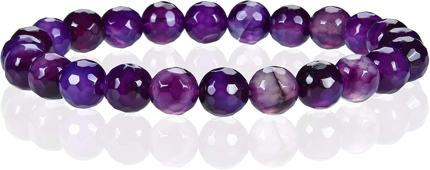 Cherry Tree Collection - Small, Medium, Large Sizes - Gemstone Beaded Bracelets For Women and Men - 8mm Round Beads