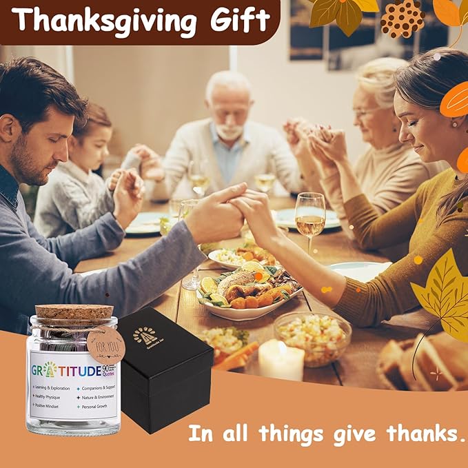 Gratitude Jar with 90 Colorful Gratitude Quotes Cards,Inspirational Appreciation Graduation Birthday Gifts for Women Men Teen Friend Coworker,Thanksgiving Gifts-Daily Discovery of Appreciation Moments