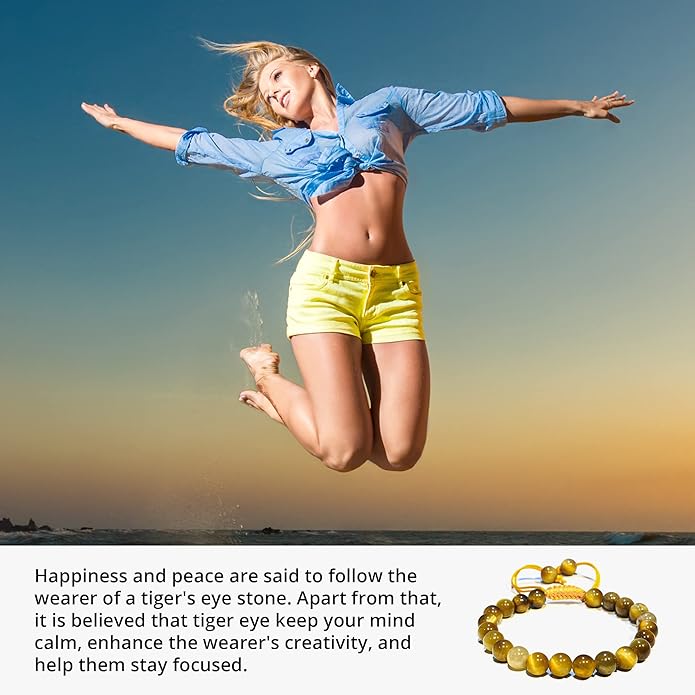 Energy Protection Crystal Handmade Adjustable Bead Bracelet Perfect for Men, Women’s Gift - Gemstone Healing Stretch Bracelet Pulsera Para Hombre Mujer Stocking Stuffer