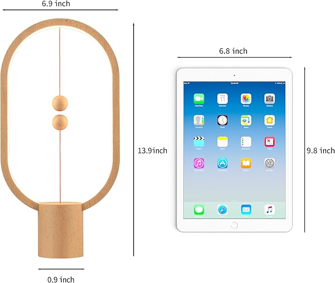 Heng Balance Light, USB Powered LED Table lamp, Creative, Magnetic Switch Night Light, dimmable Eye Protection Table lamp, Used for Gifts, Decoration Bedside, Dormitory and Office(Wood Grain)