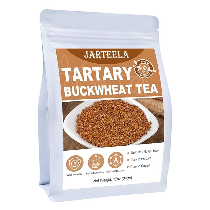Jarteela - Himalayan Tartary Buckwheat Tea - 12oz / 340g - Black Buckwheat - Premium Roasted Buckwheat - Natural Loose Leaf Herbal Tea - Caffeine Free - NON-GMO - Gluten Free