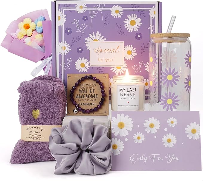 Gift Baskets for Women, Gifts for Women, Mom, Wife, Girlfriend, Sister, Her - Happy Birthday, Christmas, Valentine's Day, Mothers Day Gifts (Purple)