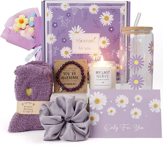 Gift Baskets for Women, Gifts for Women, Mom, Wife, Girlfriend, Sister, Her - Happy Birthday, Christmas, Valentine's Day, Mothers Day Gifts (Purple)