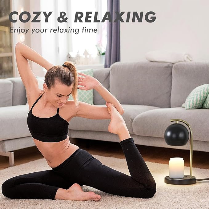 Candle Warmer Lamp Gifts for Women - Dimmable Scented Wax Melt Warmer with Timer - Housewarming Gifts for Home Bedroom Decor, Xmas Birthday Gifts for Mom, 2 Bulbs, Black