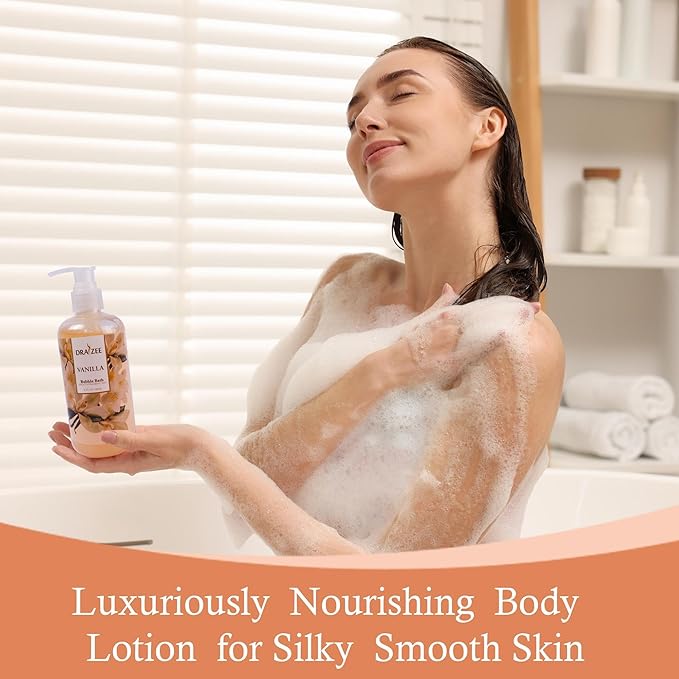 Luxury Spa Gifts for Women – 8 Pc Vanilla Scented Bath and Body Set with Bubble Bath, Lotion & More – Luxury Self Care Kit for Wife, Mom, Girlfriend, Birthday Gifts for Women by Draizee