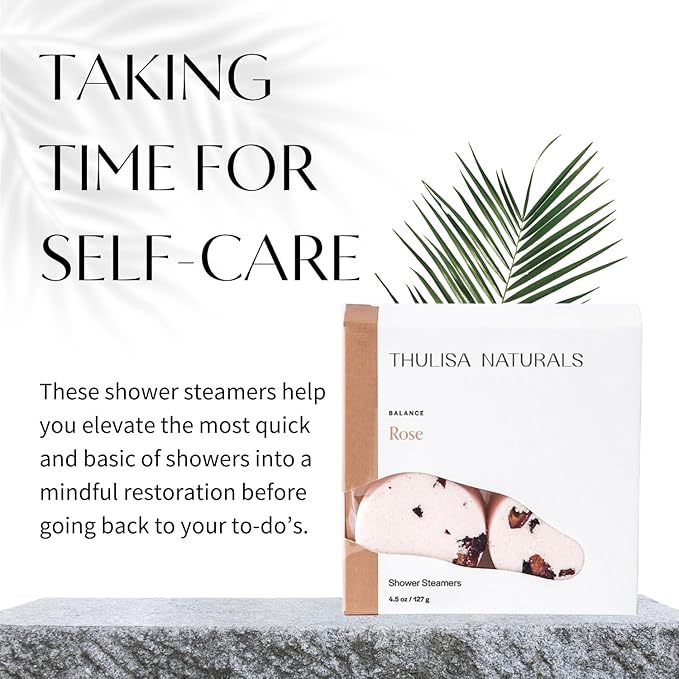 Thulisa Naturals Rose Shower Steamers Aromatherapy | Organic Shower Bombs with Essential Oils | Self Care Christmas Birthday & Spa Gifts for Women & Men | Stocking Stuffers | 4 Pack