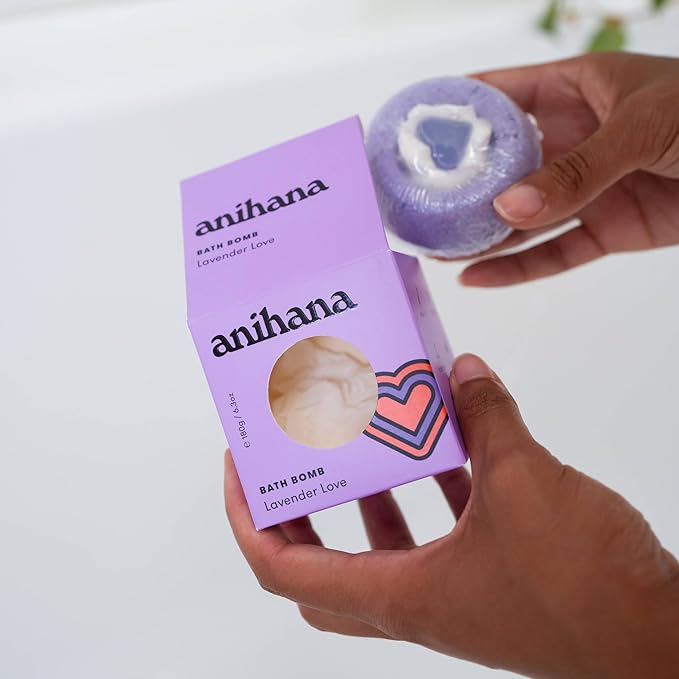 ANIHANA Bath Bomb with Coconut Oil, Paraben Free, Hand-Crafted Luxury Fizzers, Refreshing Lavender Love Scent, 6.3 oz
