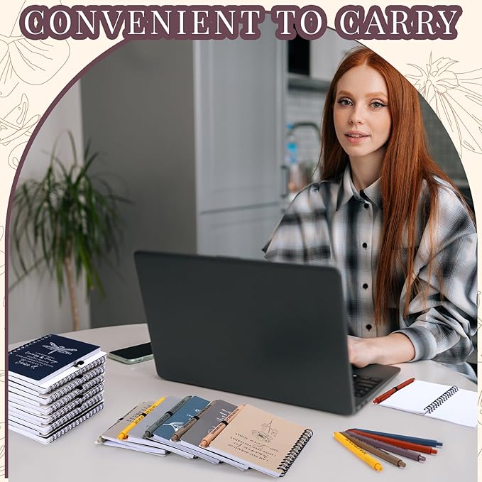 Kosiz 24 Pcs/12 Set Positive Affirmation Gifts Gratitude Spiral Notebooks with Pens Motivational Encouragement Notepads Daily Affirmations Journal for Women (Simple)