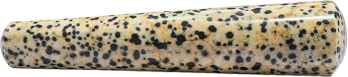 Amazing Gemstone Dalmatian Jasper Crystal Wand Massage Stick - Pelvic Wand Gua Sha for Adults - Crystals and Healing Stones Massage Wands for Adults Gifts (Smooth)