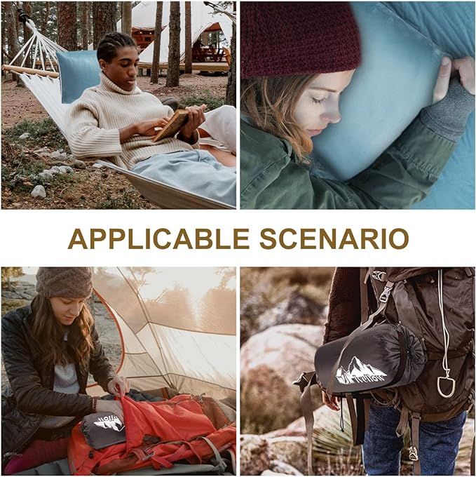 Ivellow Memory Foam Travel Pillow Compressible Camping Pillow for Sleeping Shredded Memory Foam Pillow Compact Firm Supportive Travel Pillow for Adults Kids Outdoor Hiking Essential Gear Blue-M