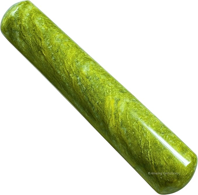 Amazing Gemstone Vesuvianite Crystal Wand Massage Stick - Pelvic Wand Gua Sha for Adults - Crystals and Healing Stones Massage Wands for Adults Gifts (Smooth)