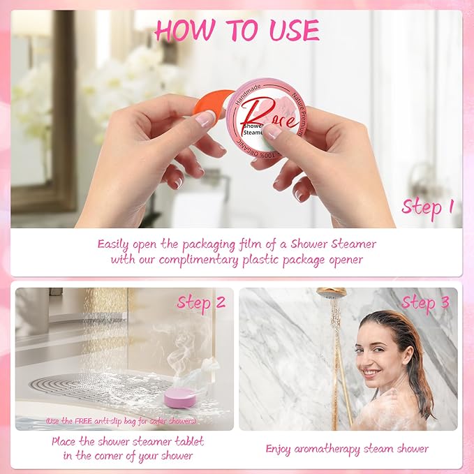 Shower Steamers Aromatherapy 8 Pack - Gifts for Women, Shower Bombs with Essential Oils, Self Care and Stress Relief Stocking Stuffers, Relaxation Birthday Gifts for Women and Men. Pastel Flow Style