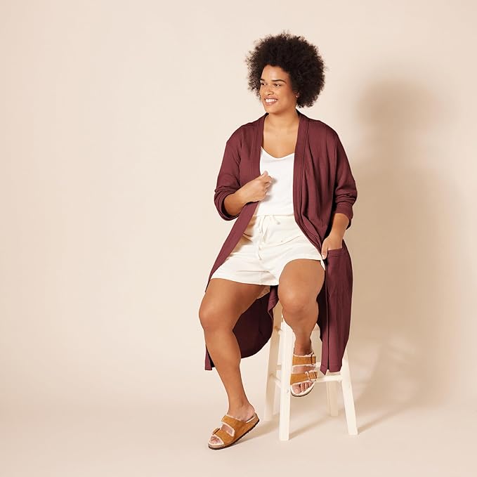 Amazon Essentials Women's Lightweight Waffle Mid-Length Robe (Available in Plus Size)