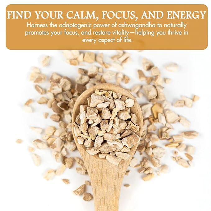 Cure wid Pure Certified Organic Ashwagandha Root Tea | Cut & Sifted 4oz Non-GMO Non-Irradiated Ashwagandha Tea for Women & Men Adaptogenic Wellness | Withania Somnifera for Herbal Infusion & Capsules