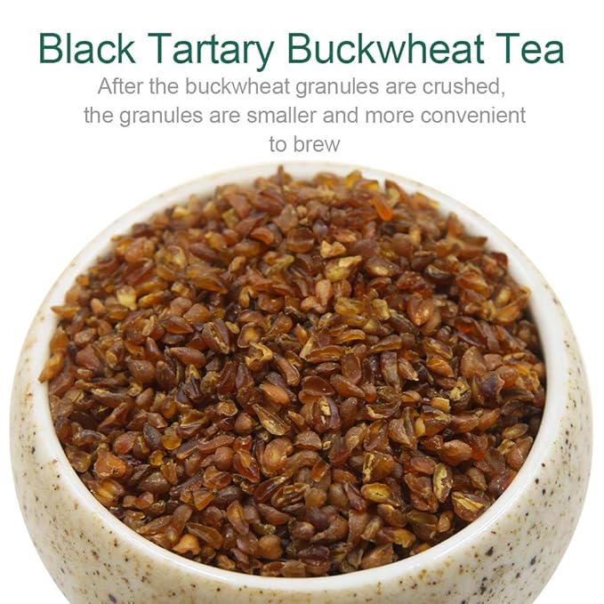 FullChea - Himalayan Tartary Buckwheat Tea - Roasted Black Buckwheat - Loose Leaf Herbal Tea - Caffeine Free - NON-GMO - Gluten Free - 100% Natural 8oz / 226g (Pack of 2)