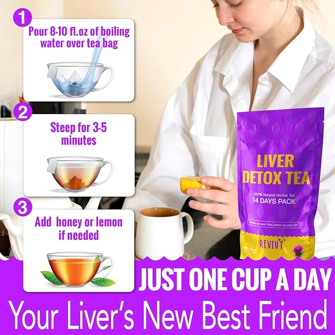 REVIVT Colon & Liver Detox Tea Kit | 2-in-1 Herbal Tea Set, 14 Bags Each for Gut Cleanse & Liver Health, Daily Wellness Support