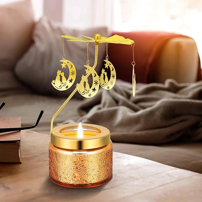 Cat Rotating Scented Candles Gift Set for Birthdays, Christmas, Thanksgiving, or As A Unique Present for Your Mom, Sister, Girlfriend, Colleagues, Friends, or A Dear Friend