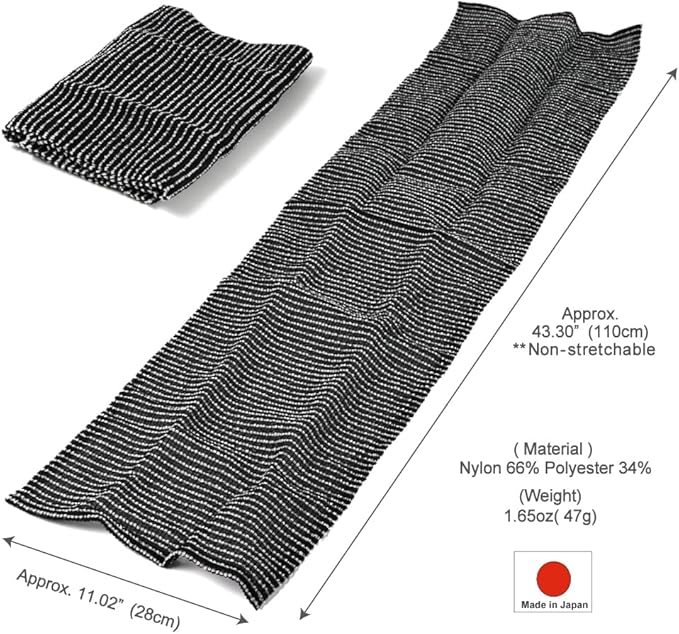 Exfoliating Washcloth [Made in Japan] Extra Long Exfoliating Towel Special Texture Makes Fluffy Foam Lather, Back Scrubber, Dead Skin Cell Remover, Loofah for Women and Men (Black)