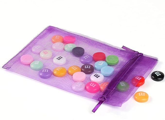 ANZNKU 100PCS Premium Purple Organza Bags 5x7 inches Mesh Bags Drawstring, Gift Bag Small Size for Halloween, Organza Favor Bag