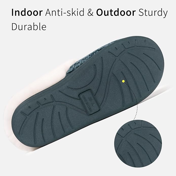 Evshine Warm Knit House Slippers for Women Comfy Wool-Like Lined Chenille Slippers with Memory Foam and Indoor Outdoor Soles