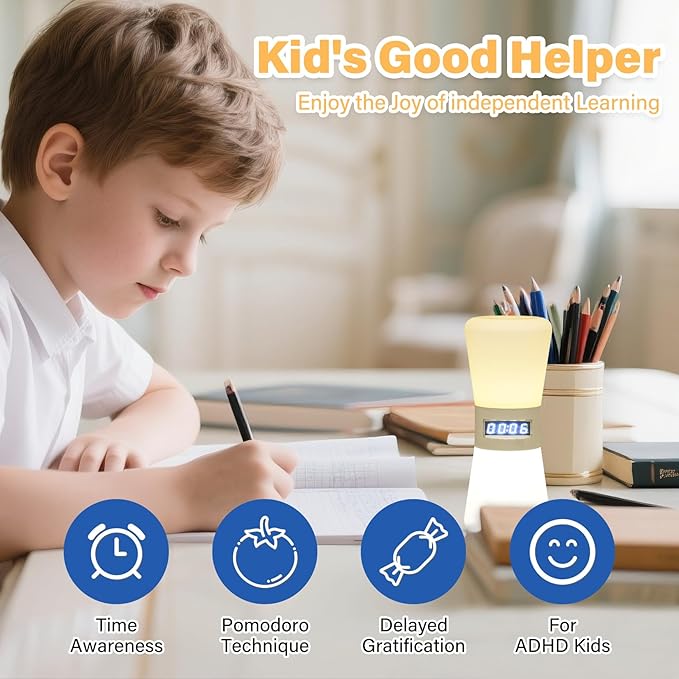 LED Visual Timer Hourglass - Rechargeable Digital Countdown ADHD Timer for Kids & Adults (1-99 Mins Adjustable), Time Flow Simulation with Time Management for Classroom,Kitchen,Room,Home (Warm-White)