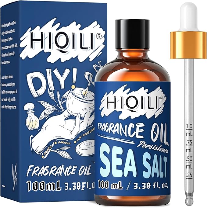 HIQILI Sea Salt Essential Oil 100ml - Fragrance Oil for Candle Making, Homemade Soap, Fresh Scented Oil for Diffusers, Aromatherapy, Laundry 3.38 Fl Oz