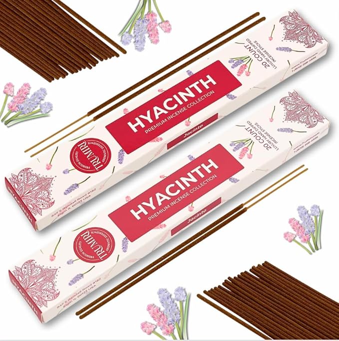 Hyacinth Incense Sticks - Total 120 Insence-Sticks - 6 Packs of 20 Insense - Inciensos - Inscents - Natural Non Toxic Ingredients - Incents - Incence - Inscense - Insents