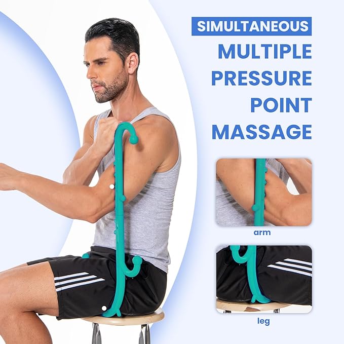 Back and Neck Massager, Full Body Trigger Point Tool, Stick for Pain Relief, Pressure Point Tool, Cane, Hook, Muscle Knot Remover