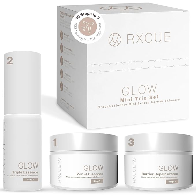 Glow Mini Trio Skin Care Set: Mini Skincare Travel Kit for Women, 10-to-3 Step Korean Skin Care Routine Kit for Glass Skin, Travel Size Skincare, Face Care Kits & Beauty Gift Sets 1.01 fl oz
