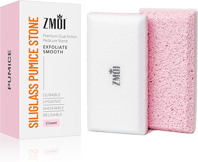 Glass Pumice Stone Callus Remover for Feet, Elbows, Hands, and Knees, Spain Made - 2 in 1 Pedicure Exfoliator and Scrubber for Rough, Hard Skin (Pink Color)